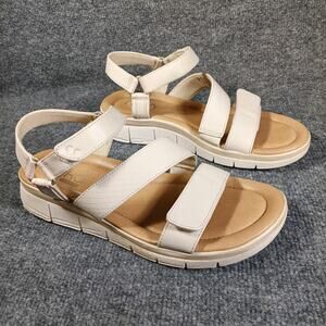 Ryka Elite Sandals Women Size 9 White Faux Leather Adjustable Comfort Slingback
